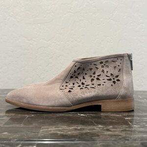 Italeau Floral Laser Cut Out Suede Booties